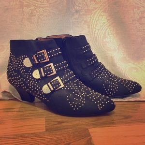 Jeffrey Campbell Starburst black leather bootie